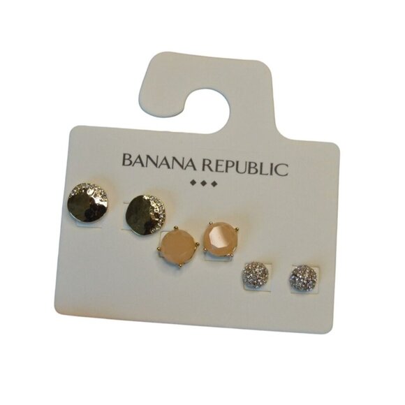 Banana Republic Earring Set Of 3 - Gold & Silver Studs For Women - Picture 1 of 5
